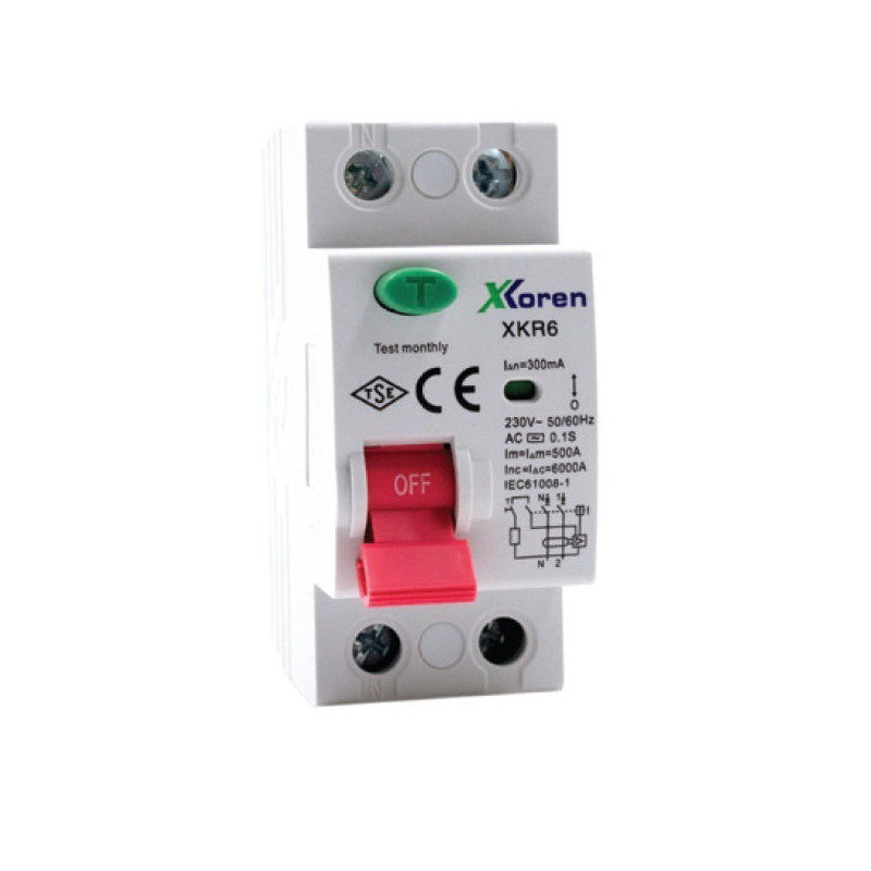 Xkoren XKR06-2AC300-040 AC,2-Kutup 2x400 Amper,220vac 30mA 6kA Yangın Kaçak Akım Röle