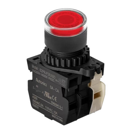 Autonics S2PR-P3RABLM ,Kontak-1A1K Kırmızı-220v Yaylı M22 Buton