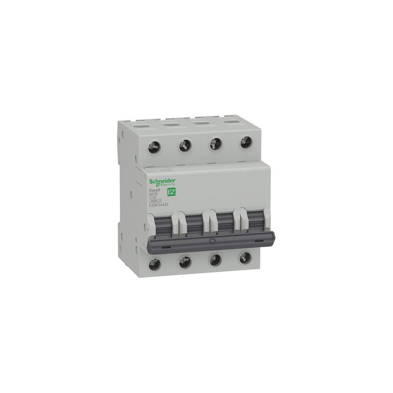Schneider EZ9F34432 ,Easy9 4.5kA,4-Faz 4x32a,C-Tip,32 Amper,Otomatik Sigorta