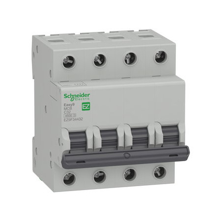 Schneider EZ9F34432 ,Easy9 4.5kA,4-Faz 4x32a,C-Tip,32 Amper,Otomatik Sigorta