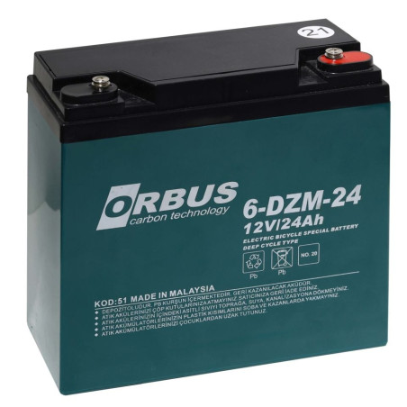 Orbus 6-DZM-24 ,Ebat 180x77x170 mm,12v 24ah,Jel Akü