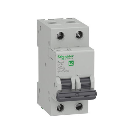 Schneider EZ9F34220 ,Easy9 4.5kA,2-Faz 2x20a,C-Tip,20 Amper,Otomatik Sigorta