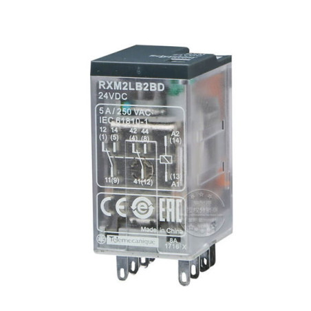 Schneider RXM2LB2BD ,Bobin 24vdc,Kontak 2A2K 5 Amper,Led,Kalın-8pin,Röle