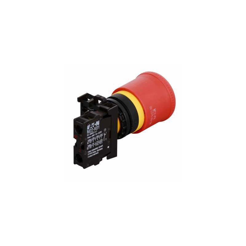 Eaton M22-PV K01 216515 ,Montaj 22mm,Kontak-1K,Çevirmeli Acil Kalıcı,M22 Buton