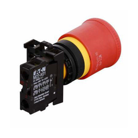 Eaton M22-PV K01 216515 ,Montaj 22mm,Kontak-1K,Çevirmeli Acil Kalıcı,M22 Buton