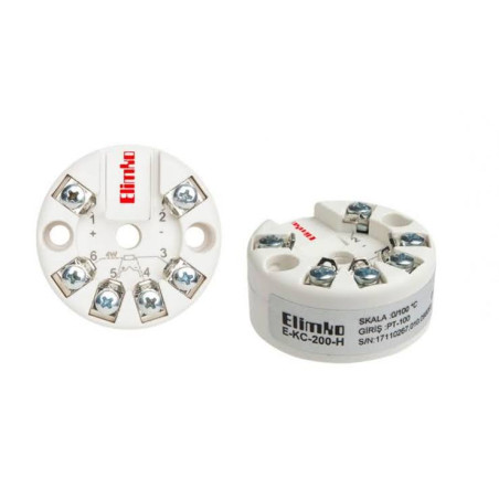 Elimko E-KC-100,Ebat 40x44mm,Besleme 24vdc,Ölçüm 0..200c PT100,Çıkış 4..20mA,Isı Transmitter