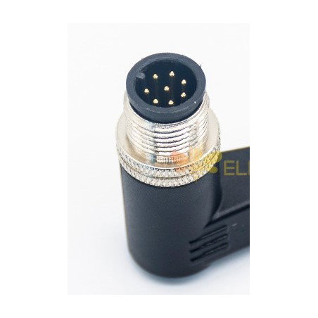 Zhong M12PGF-8D ,Açılı Seyyar,M12 8pin Erkek,B-CODE,Soket Konnektör