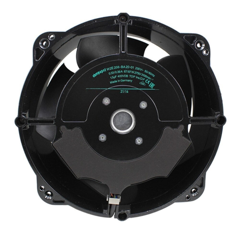 EbmPapst W2E208-BA20-01 ,Ebat 260x80mm,Rulmanlı,Besleme 220vac 0.30A 67W,Hava 550-Cfm,2-Kablo Fan