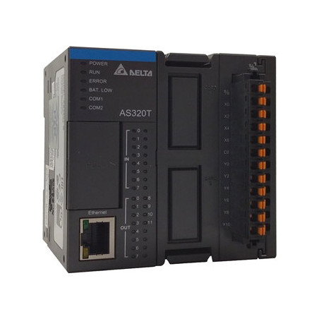 Delta AS320T-B ,Besleme 24vdc,Giriş 8-Dijital,Çıkış 12-NPN,Ethernet,CanOpen,Hafıza 128K,Plc Cpu Modül