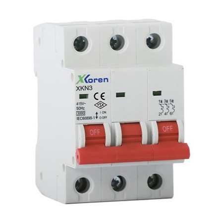 Xkoren XKN03-3-C016 ,XKN 3kA,3-Faz 3x16a,C-Tip,16 Amper,Otomatik Sigorta