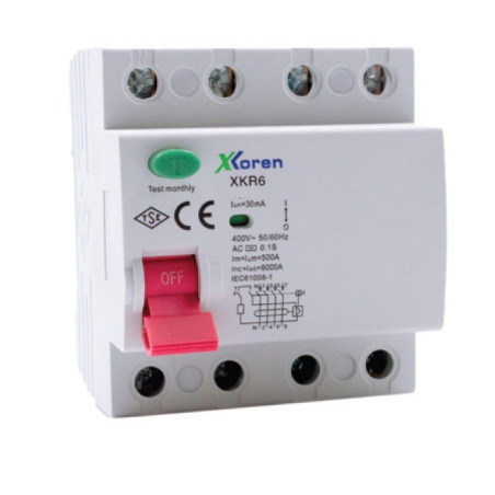 Xkoren XKR06-4AC30-040 AC,4-Kutup 4x40 Amper,380vac 30mA 6kA Kaçak Akım Röle