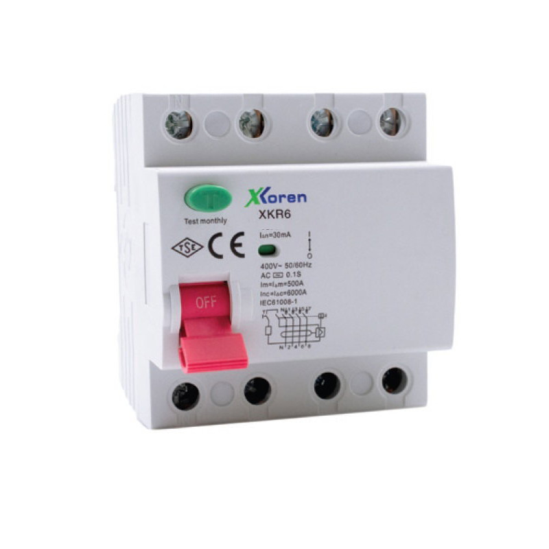 Xkoren XKR06-4AC30-100 AC,4-Kutup 4x100 Amper,380vac 30mA 6kA Kaçak Akım Röle