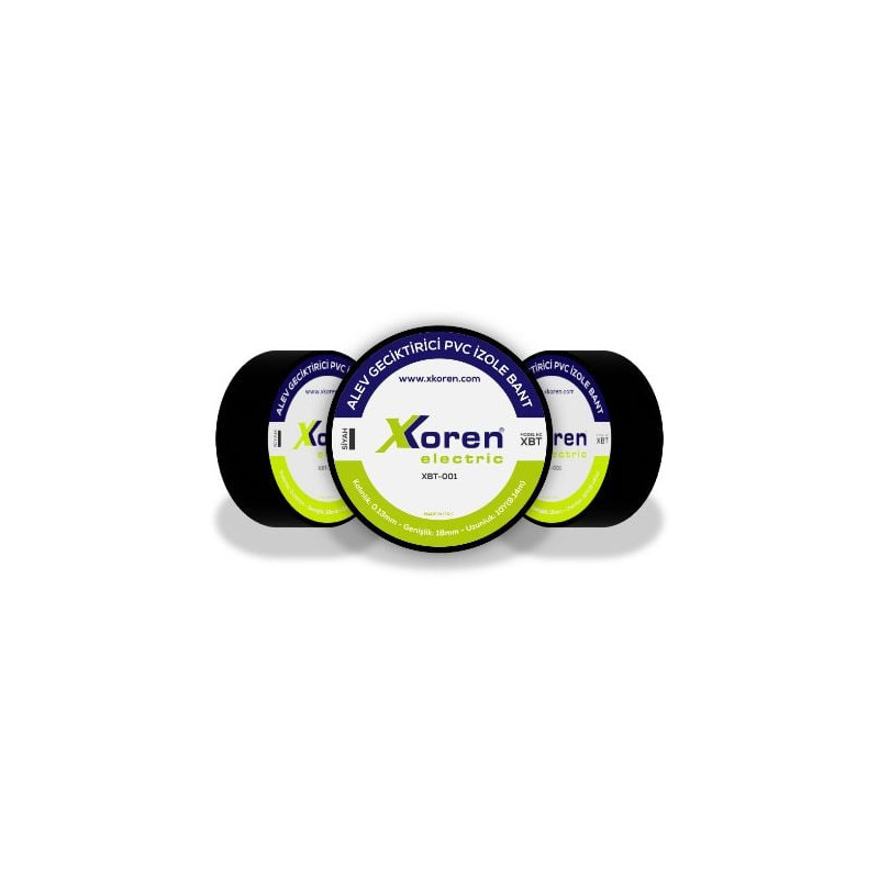 Xkoren XBT-001-S ,Ebat 18mmx9mt,1-adet,Siyah İzole Bant