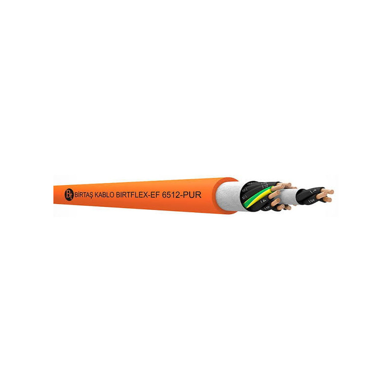 Birtaş EF6512-PUR-25x0.50 ,Kesit 0.50mm ,25-Damar Çok Telli,Ağırşart Hareketli,1mt PUR Kablo