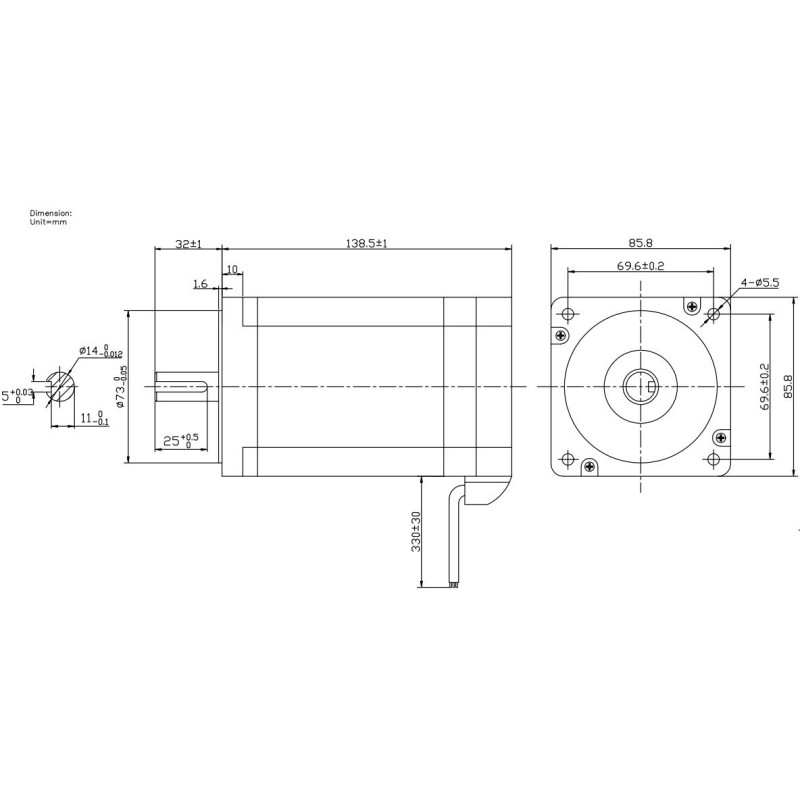Çin JK86 ,Ebat 86x140mm,Güç 48vdc 660w 2.1nM,Devir 3000rpm,BLDC Fırçaısz Motor