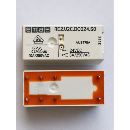 Emas RE2.U2C.DC024.S0 ,Bobin 24vdc,Kontak 2A2K 8 Amper,İnce-8pin,Röle