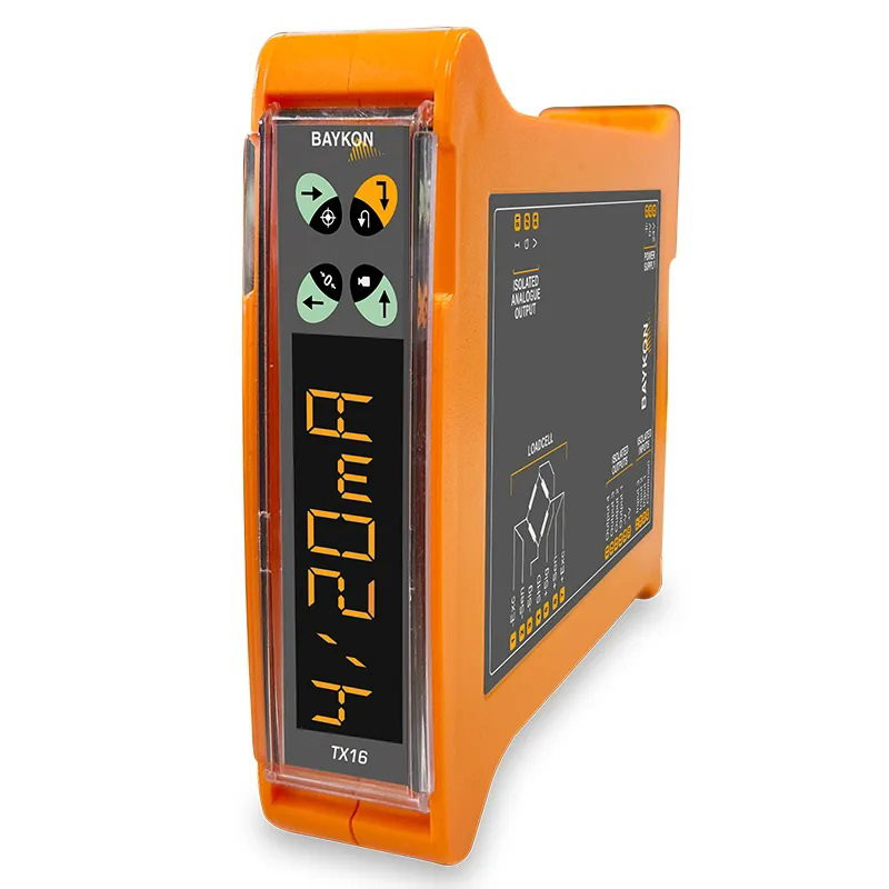 Baykon TX16 ,Besleme 12..24vdc,Çıkış 0..10v 4..20mA,Ray Tip,Loadcell Konverter Transmitter