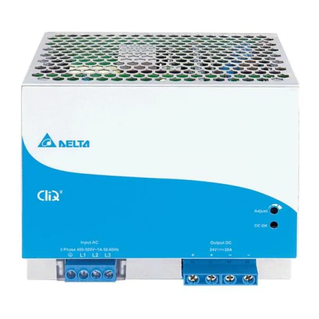 Delta DRP024V480W3BN ,Besleme 3-Faz 324v..600vac,Çıkış 24vdc 20 Amper,Güç 480w,Ray Tip,Smps,Güç Kaynağı