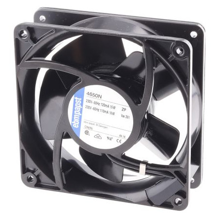EbmPapst 4650N ,Ebat 120x38mm,Besleme 220vac 0.12A 19W,Hava 94-Cfm,2-Kablo Fan