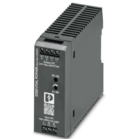 Phoenix PS-EE-2G 1AC 24DC 75W SC ,Besleme 110v..220vac,Çıkış 24vdc 3.13 Amper,Güç 75w,Ray Tip,Smps,Güç Kaynağı