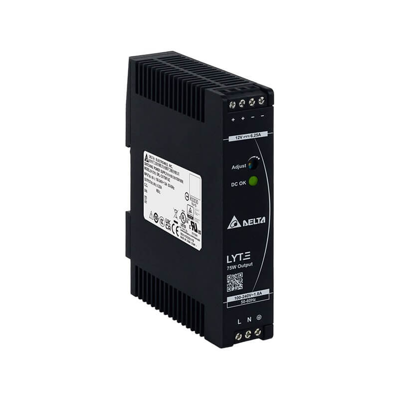 Delta DRL-12V75W1AZ ,Besleme 110v..220vac,Çıkış 12vdc 6.5 Amper,Güç 75w,Ray Tip,Smps,Güç Kaynağı