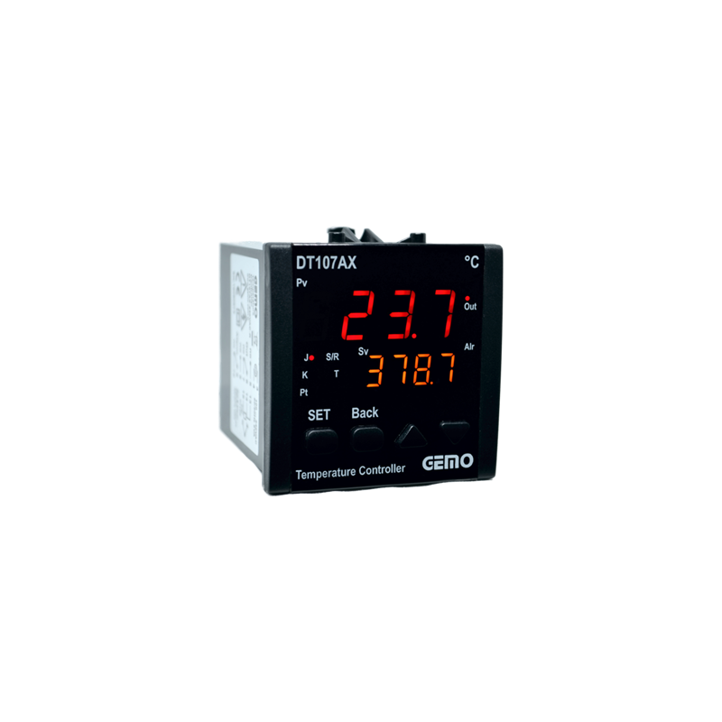 Gemo DT107AX-230VAC-S ,Ebat 72x72mm,Besleme 110v..220vac,Sensör PT100 TC,Çıkış Ssr,Isı Kontrol Termostat