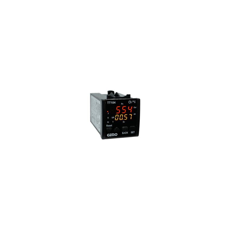Gemo TT104-230VAC-R ,Ebat 48x48mm,Besleme 110v..220vac,Çıkış Kontak-2A2K,Zamanlı Isı Kontrol