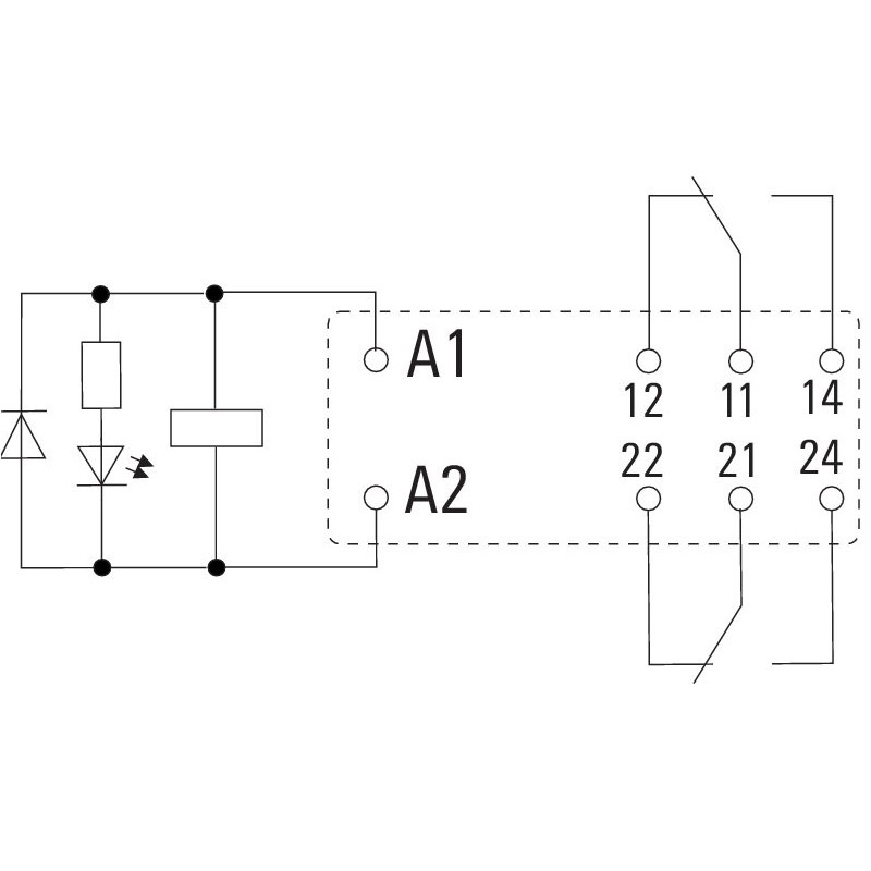 Weidmüller RCI424AC4 ,Bobin 24vdc,Kontak 2A2K 8 Amper,Led Diyot,İnce-8pin,Röle