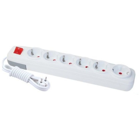 Far F278B ,1-Faz 220v 16 Amper,3mt Kablo,Anahtarlı Topraklı,Dişi 6 lı Priz