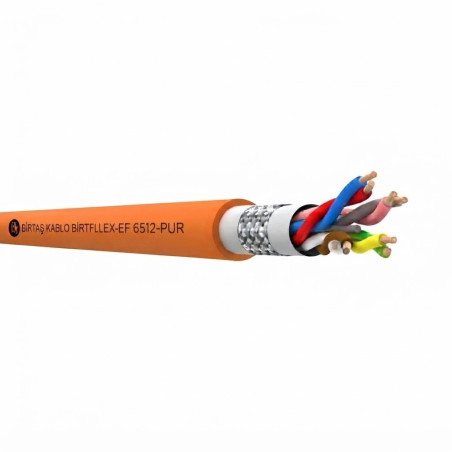 Birtaş EF6512-PUR-25x0.50 ,Kesit 0.50mm ,25-Damar Çok Telli,Ağırşart Hareketli,1mt PUR Kablo