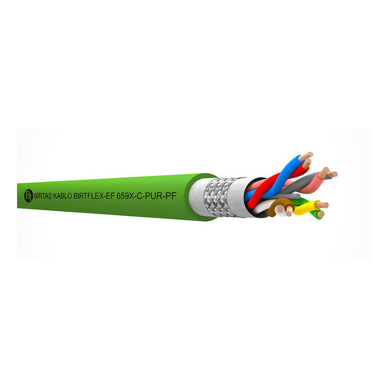 EF659X-C-PUR-JZ-4x2x0.25 ,Kesit 0.25mm ,8-Damar Çok Telli,Blendajlı Örgülü,Ağırşart Hareketli,PUR Kablo