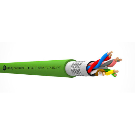EF659X-C-PUR-JZ-4x2x0.25 ,Kesit 0.25mm ,8-Damar Çok Telli,Blendajlı Örgülü,Ağırşart Hareketli,PUR Kablo