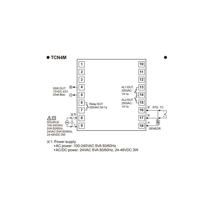 Autonics TCN4M-24R ,Ebat 72x72mm,Besleme 110v..220vac,Sensör PT100 TC,Çıkış Röle Ssr,Termostat,Isı Kontrol