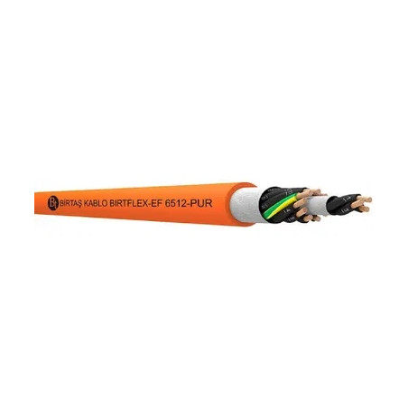 Birtaş EF6512-PUR-4x1 ,Kesit 1mm ,4-Damar Çok Telli,Ağırşart Hareketli,1mt PUR Kablo