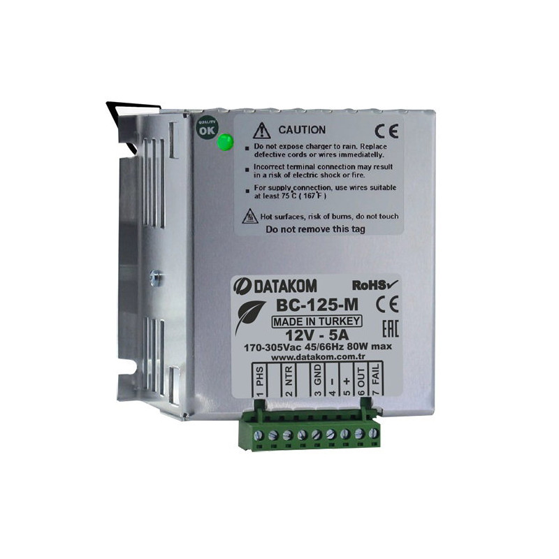 Datakom BC-125-M ,Besleme 220vac,Çıkış 12vdc 5 Amper,Akü Şarj