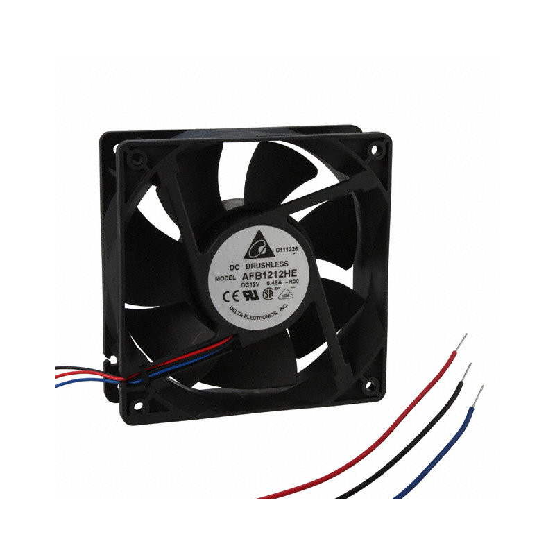 Delta AFB1212SHE-R00 ,Ebat 120x38mm,Besleme 12vdc 0.48A 13W,Hava 152-Cfm,3-Kablo Fan
