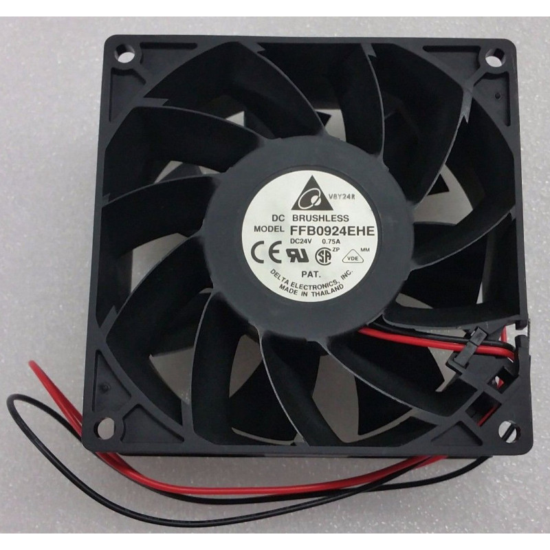 Delta FFB0924EHE ,Ebat 92x38mm,Besleme 24vdc 0.75A 12W,Hava 110-Cfm,2-Kablo Fan