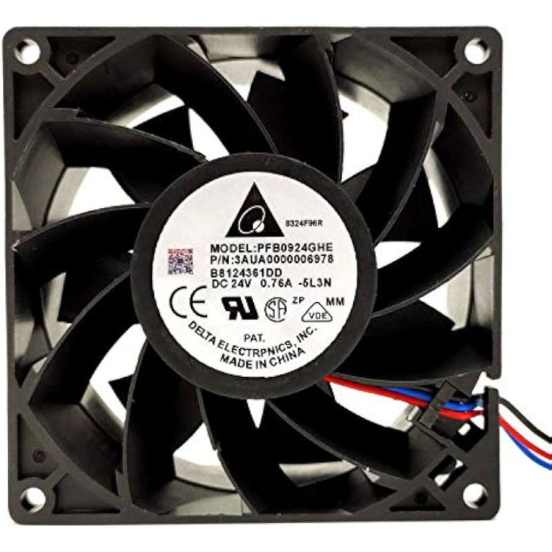Delta PFB0924GHE-5L3N ,Ebat 92x38mm,Besleme 24vdc 0.76A 15W,130-Cfm,3-Kablo Fan