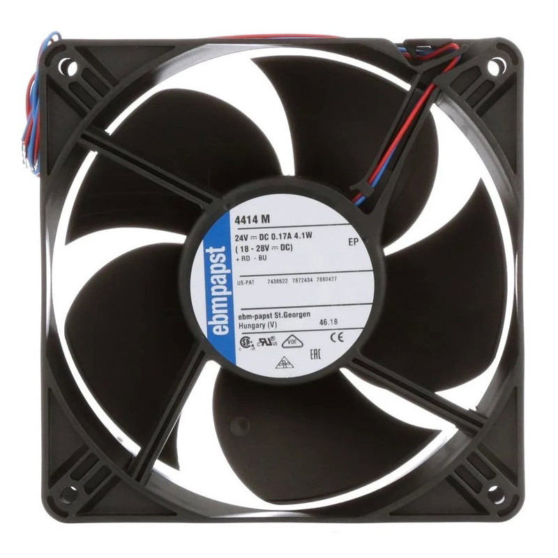 EbmPapst 4414M ,Ebat 120x38mm,Besleme 24vdc 0.17A 4.1W,Hava 106-Cfm,2-Kablo Fan