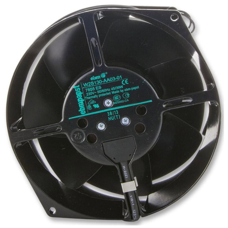 EbmPapst W2S130-AA03-01 ,Ebat 172x150x55mm,Rulmanlı,Besleme 220vac 0.31A 39W,Hava 224-Cfm,2-Kablo Fan