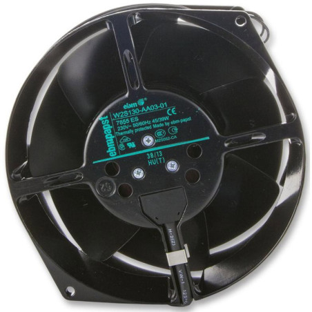 EbmPapst W2S130-AA03-01 ,Ebat 172x150x55mm,Rulmanlı,Besleme 220vac 0.31A 39W,Hava 224-Cfm,2-Kablo Fan