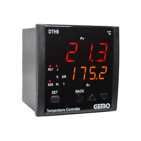 Gemo DTH9-230VAC ,Ebat 96x96mm,Besleme 110v...220vac,Sensör PT100 TC,Çıkış Kontak Ssr,Isı Kontrol Termostat