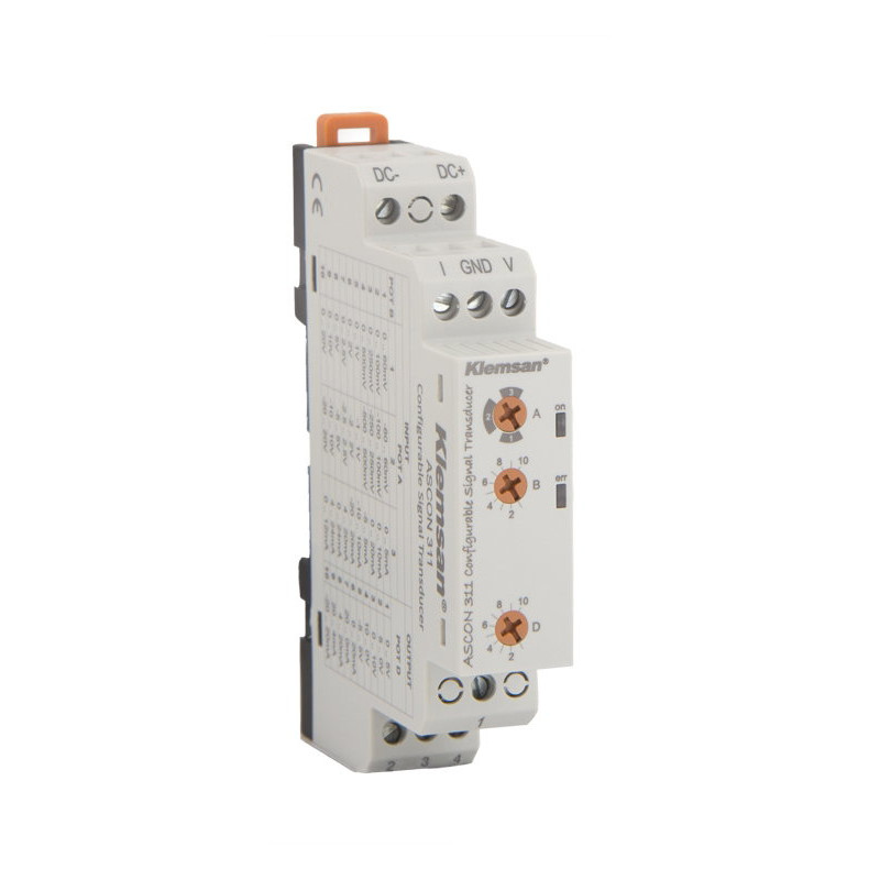 Klemsan ASCON-311 ,Besleme 24vdc,Giriş Universal,Çıkış 0..10v 4..20mA,Trasnmitter
