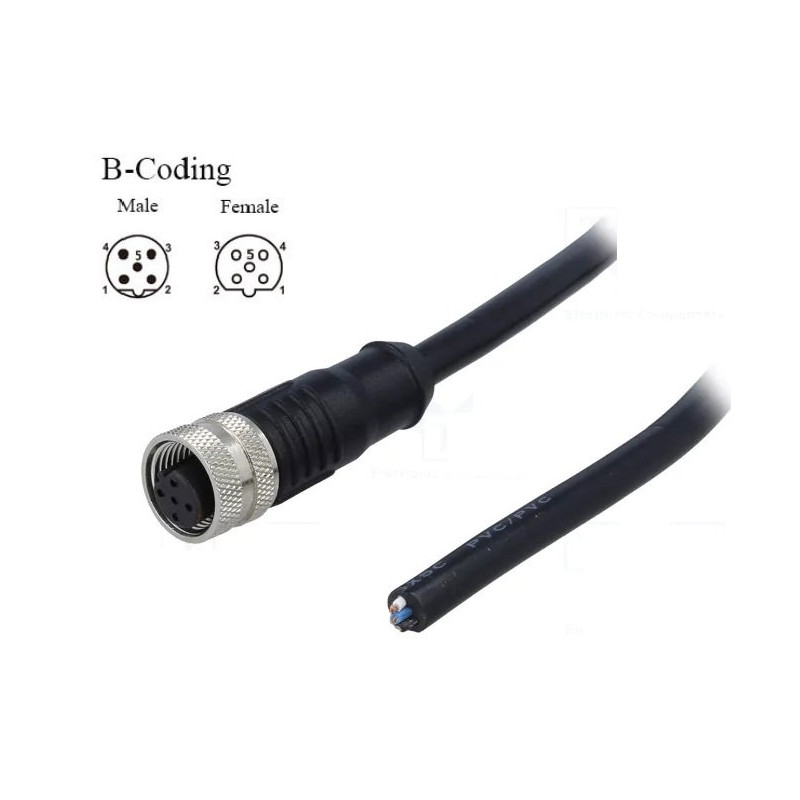Nemus B012.04.02.111.315.0050 ,Soket Düz M12 4pin,B-CODE,4-Kablo 5mt,Pvc Sensör Kablo
