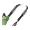 Phoenix SAC-4P-5.0-PUR,M8MRSH ,Soket Açılı M8 4pin,Erkek,4-Kablo,Pur-5mt,Blendajlı,Örgülü,Sensör Kablo