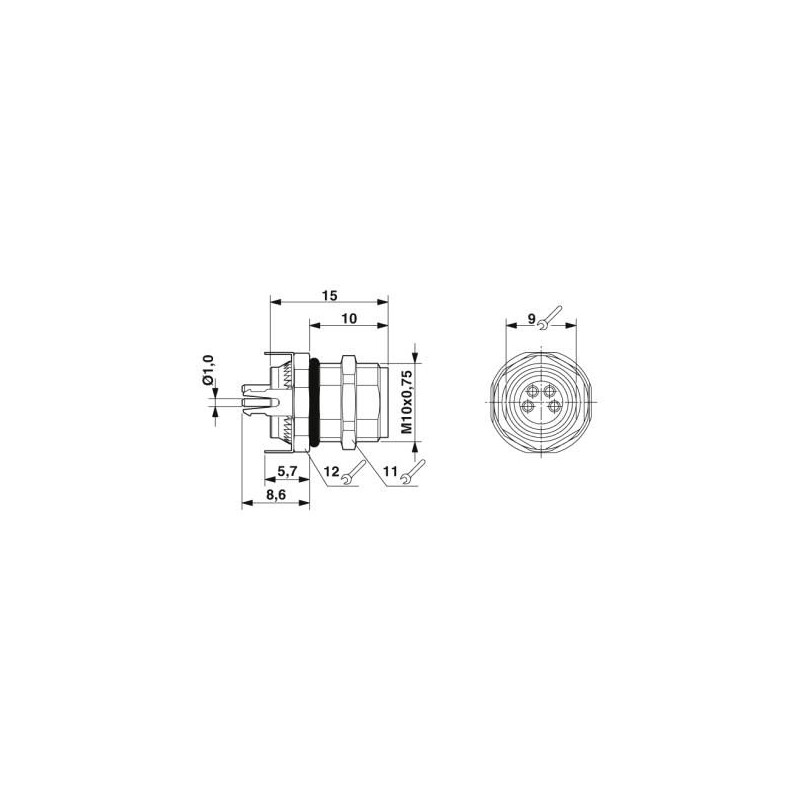 Phoenix SACC-DSI-M8FS-4CON-M10-L180-SH ,Düz M8 4pin,Pcb Soket Konnektör
