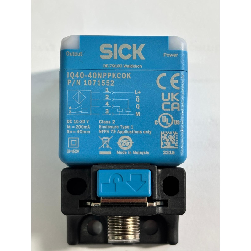 Sick IQ40-40NPPKC0K 1071552 ,Ebat 66x40x40mm,Ölçüm 40mm,Çıkış PNP-NO NC,Besleme 10v..30vdc,Soket M12 4pin,Endüktif Metal Sensör