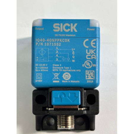 Sick IQ40-40NPPKC0K 1071552 ,Ebat 66x40x40mm,Ölçüm 40mm,Çıkış PNP-NO NC,Besleme 10v..30vdc,Soket M12 4pin,Endüktif Metal Sensör