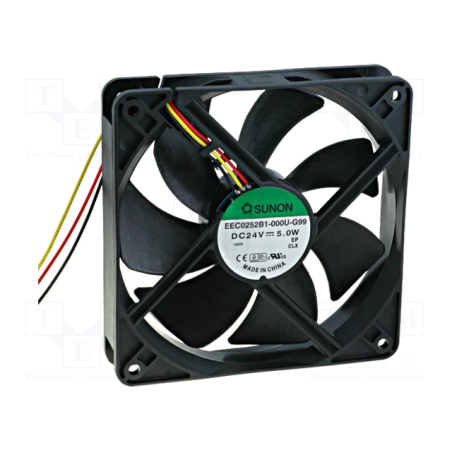 Sunon EEC0252B1-000U-G99 ,Ebat 120x25mm,Besleme 24vdc 0.20A 5W,Hava 108-Cfm,3-Kablo Fan