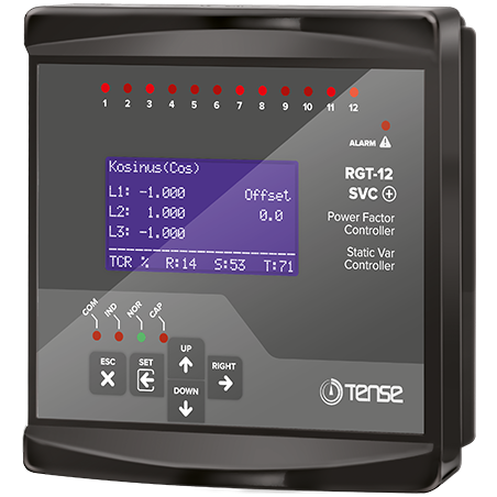 Tense RGT-12E-SVC ,Ebat 144x144mm,3-Faz 12-Kademe,Reaktif Kontrol